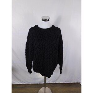 Connemara Woollen Mills Sweater 2XL Black Aran Cable Fisherman Ireland